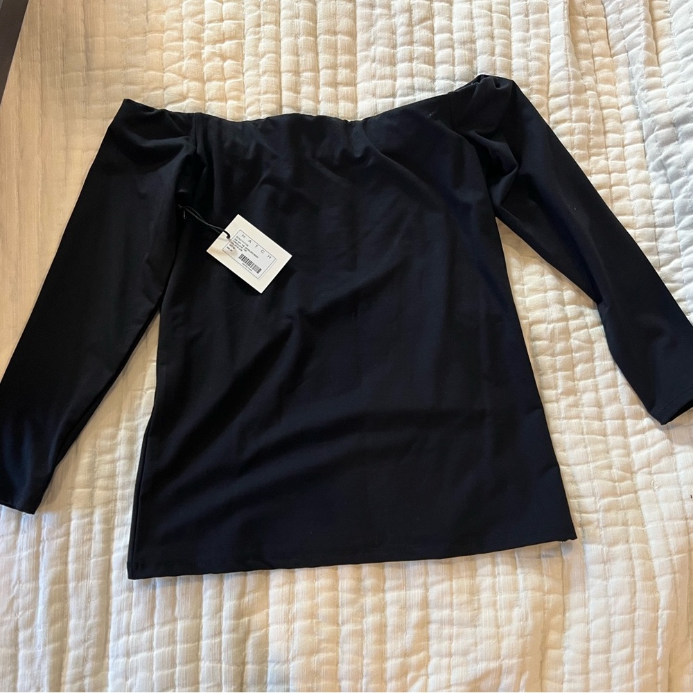 Hatch Maternity Black Off-Shoulder top